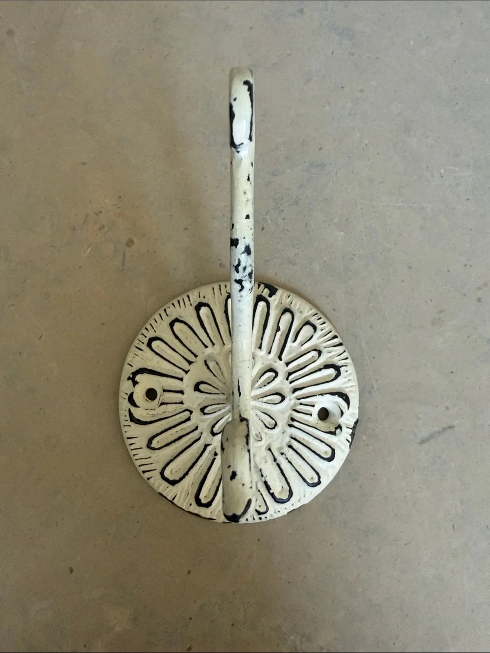 Vintage White Cast Iron Wall Hook